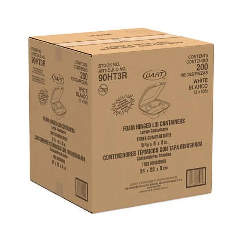 Dart 3-comprtmt Large Pillow Closing Carryout Trays