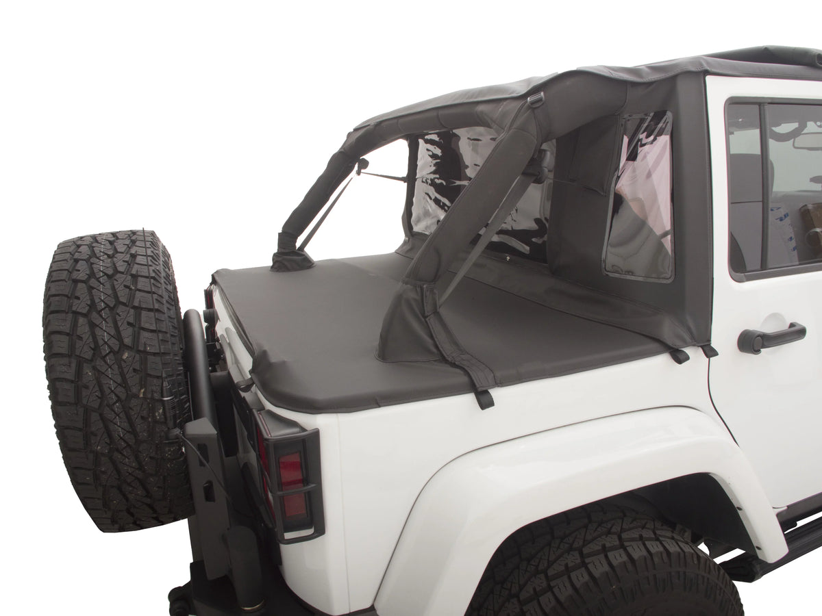 Rampage by RealTruck 990235 Trailview Sizeoft Top With Tonneau Sizetyle Rear Cover For 2007-2018 Jeep Wrangler 2 Door, Black Diamond