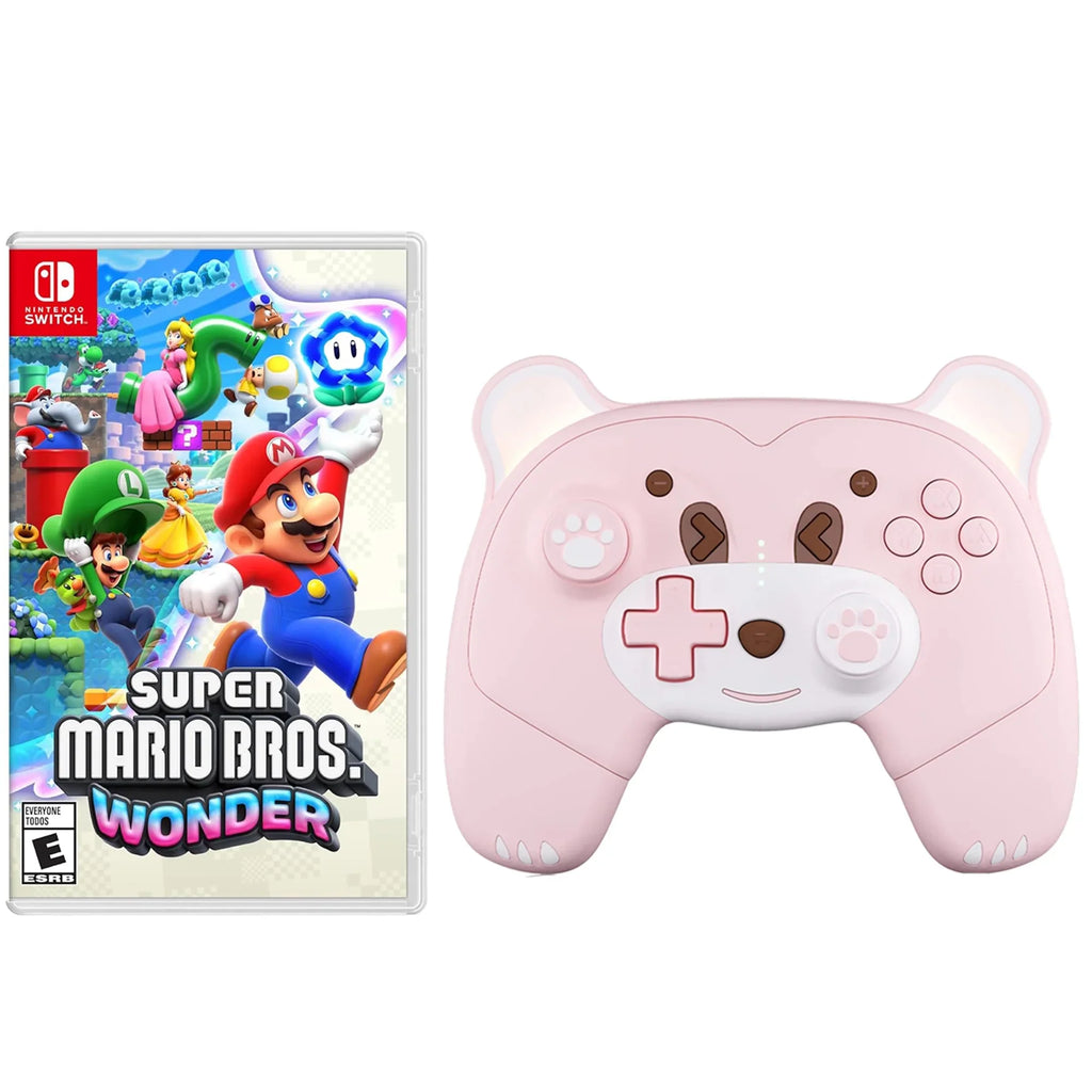 Sizeuper Mario Bros.™ Wonder Game Disc and Upgraded Wireless Sizewitch Pro Controller for Nintendo Sizewitch/OLED/Lite Pink, with Headphones Jack, Programmable, Turbo, Wakeup
