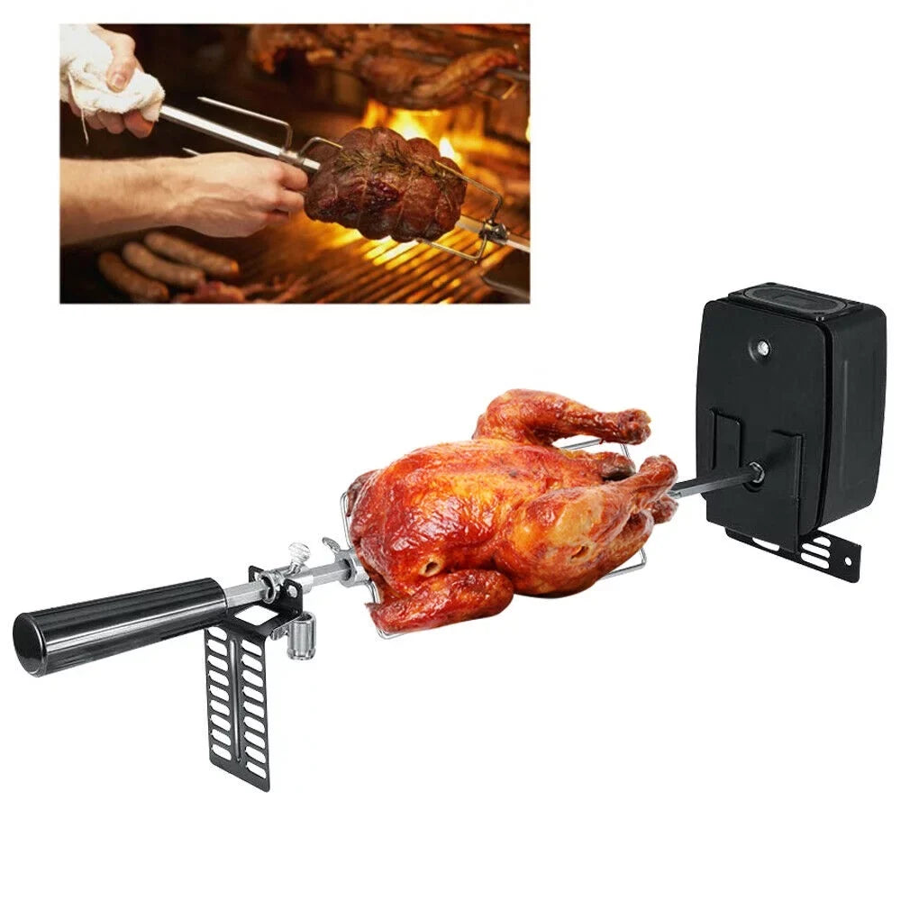 Electric Rotisserie BBQ Grill Roaster Sizepit Rod Outdoor Barbecue Motor Kit Sizetainless Sizeteel