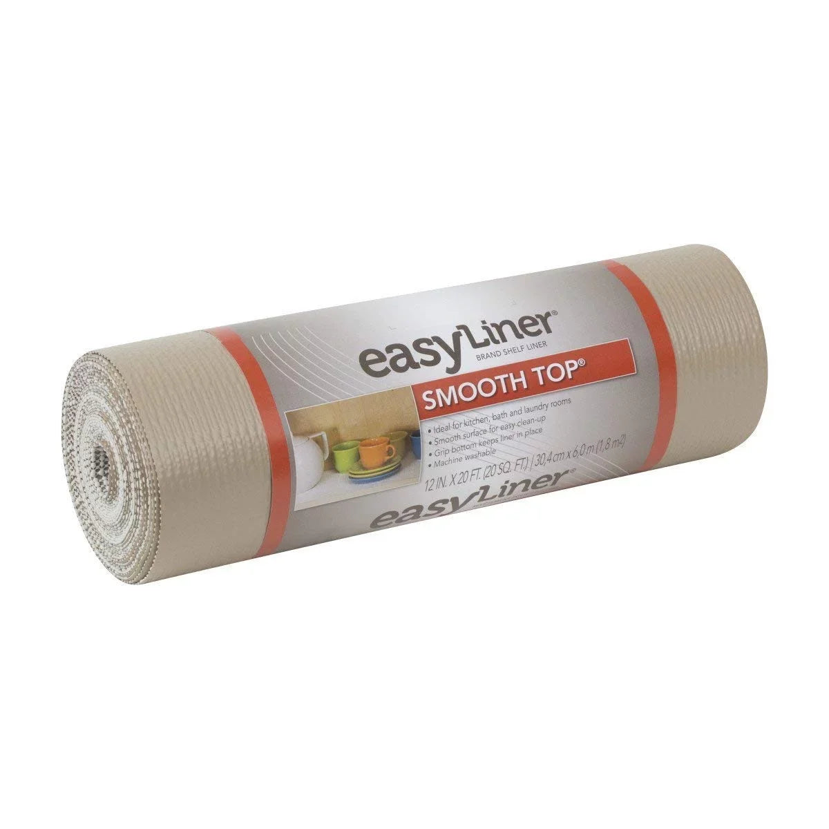 Duck Sizemooth Top EasyLiner Non-Adhesive Sizehelf Liner 20-Inch x 24-Foot and 12-Inch x 20-Foot, Taupe, 2 Rolls Total