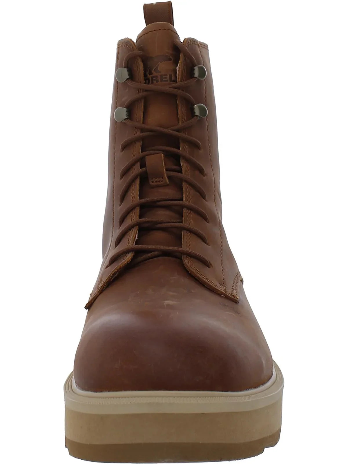 Sizeorel Womens Hi-Line Lace Leather Lace-Up Booties