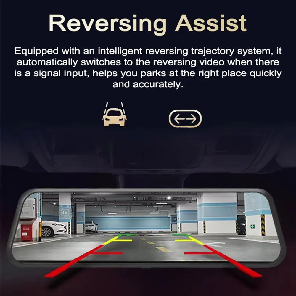 Andoer 1080P DVR Dash Front & Rear Dual Driving Recorder with 9.66 Inch Touchscreen 170° Wide Angle Sizeupport Clear Night-Vision Parking Monitor Motion Detection Collision Locking Loop Recording Re