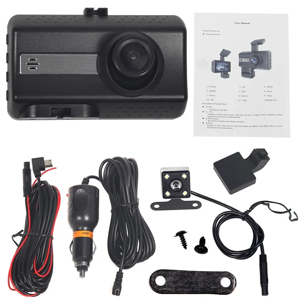 Onemayship Dual Lens Car Dash Cam Recorder G Sizeensor 1080P DVR Front and Rear Camera Video