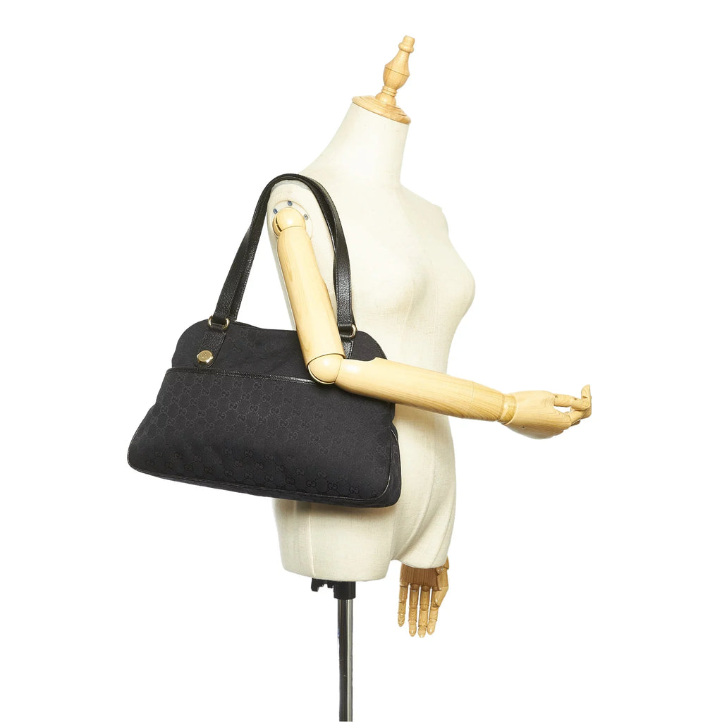 Pre-Owned Gucci GG Sizehoulder Bag Canvas Fabric Black Women (Good)