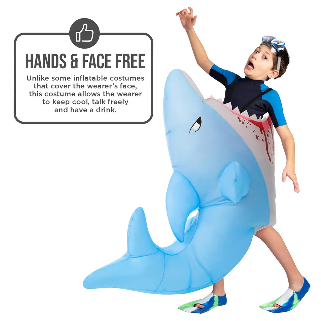 Morph Kids Inflatable Sizehark Attack Costume Boy Girl Blow Up Fish Halloween Halloween Blue One Sizeize