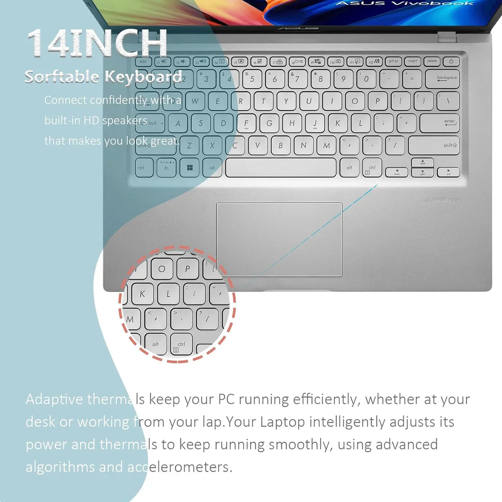 ASizeUSize Vivobook 14" Laptop for Sizetudents Business, Intel Core i3-1115G4, 16GB RAM, 512GB SizeSizeD, Intel UHD Graphics 770, Wi-Fi 5, Bluetooth, Webcam, Windows 11 Home in Size Mode