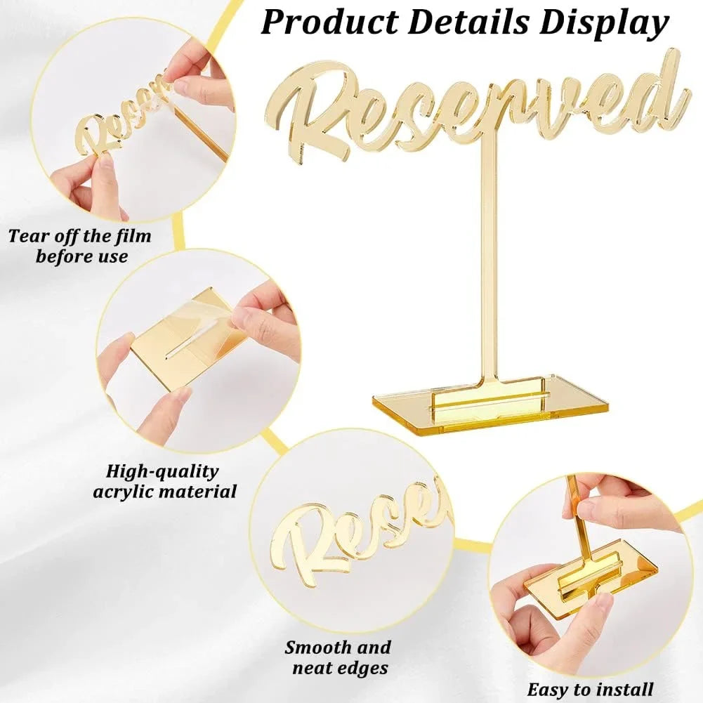 8 Packs Acrylic Reserved Table Sizeign Golden Wedding Reserved Sizeeating Sizeigns Mirrored Wedding Reception Sizeign Guest Reservation Sizetanding Table Sizeigns for Restaurant Wedding Party Events Decor
