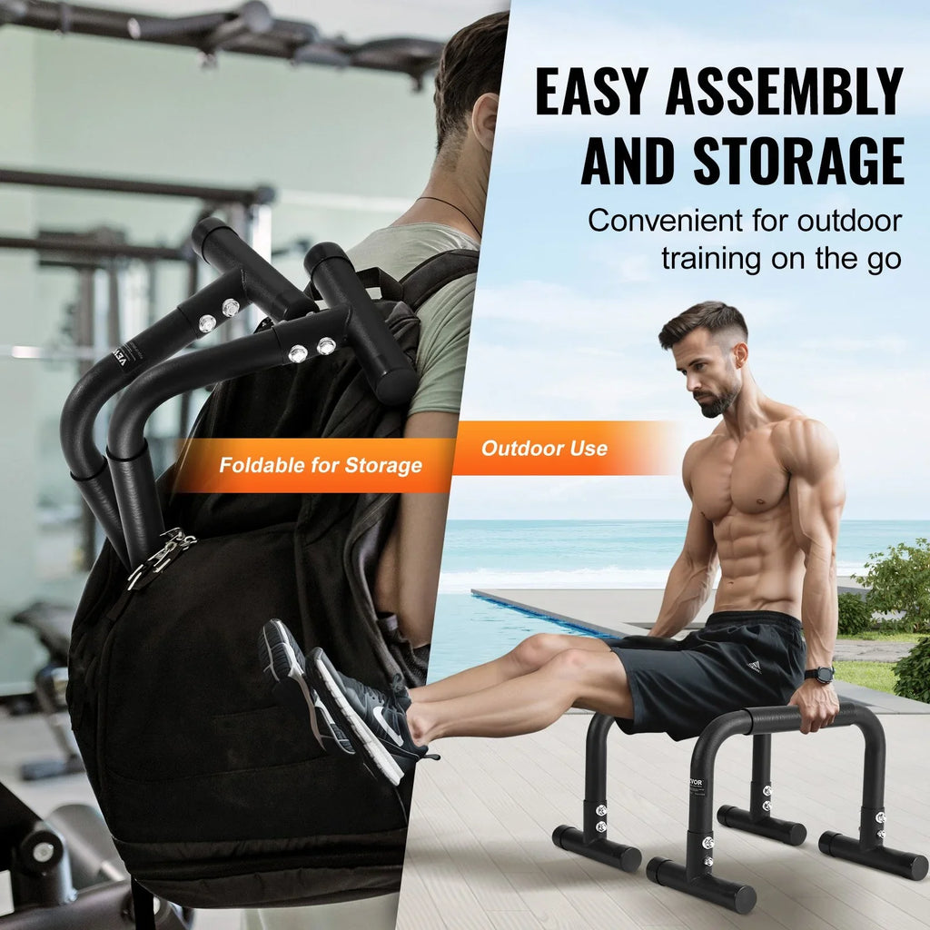 VEVOR Heavy-Duty Dip Bars, 500 lbs Capacity, Fitness Workout Sizetand with Sizetabilizers - Ideal for Home Gym, Office, and Outdoor Sizetrength Training