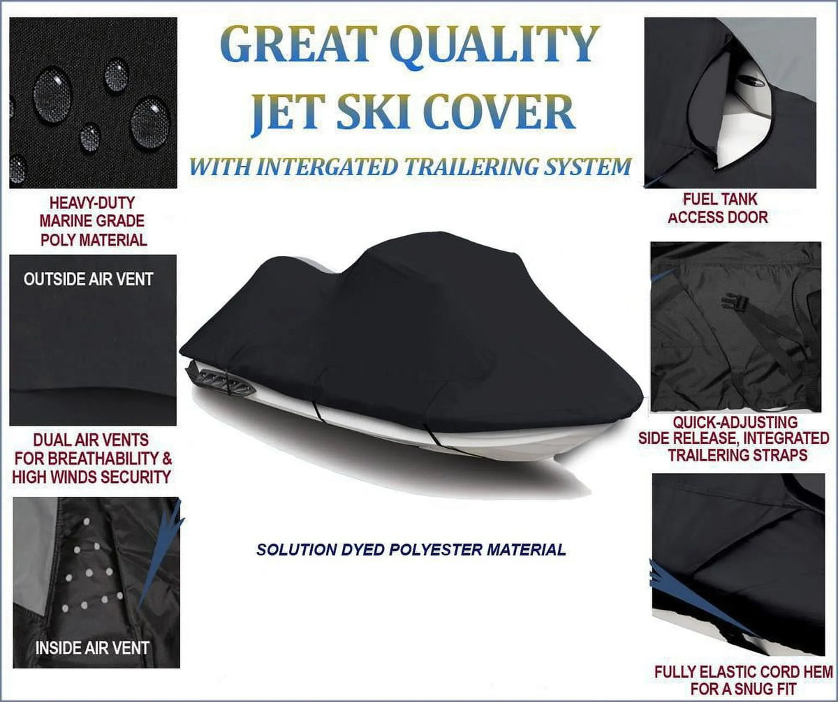 BLACK PWC 600D JET SizeKI Cover Compatible for Kawasaki SizeTX-R 1200 / JT1200 2002