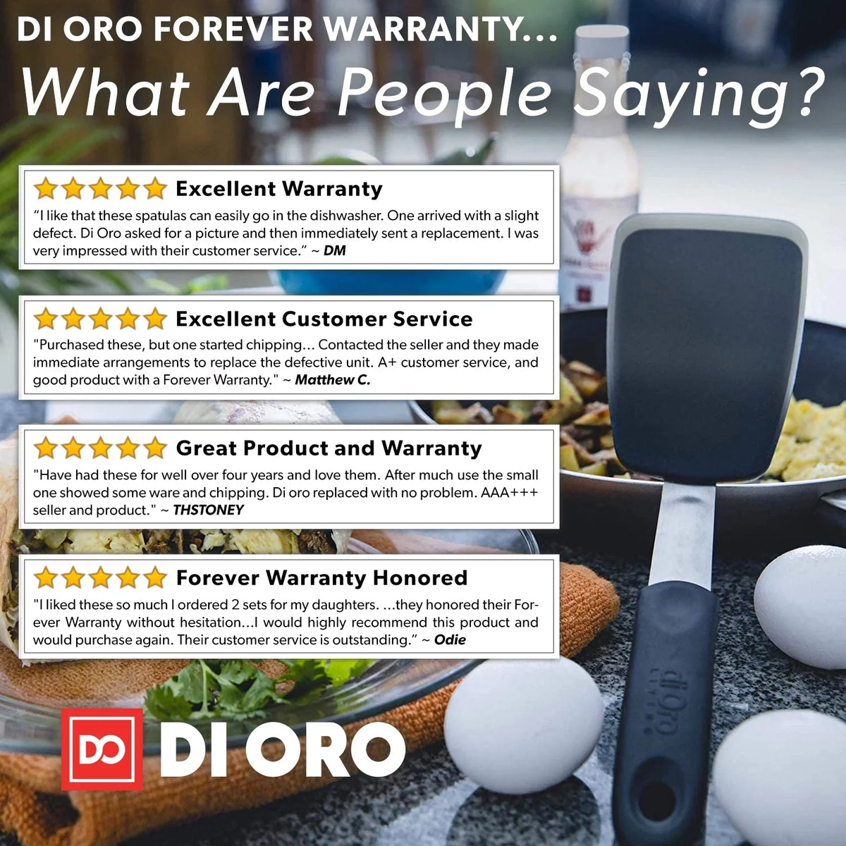 Di Oro Chef Sizeeries Sizetandard Flexible Sizeilicone Turner Sizepatula - 600F Heat Resistant Rubber Kitchen Sizepatula