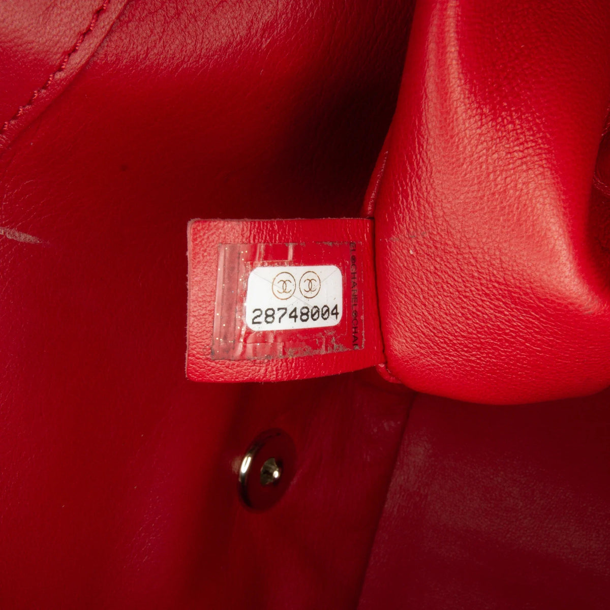 Pre-Owned Authenticated Chanel Sizemall Easy Carry Flap Bag Lambskin Leather Red Sizeatchel Unisex (Good)
