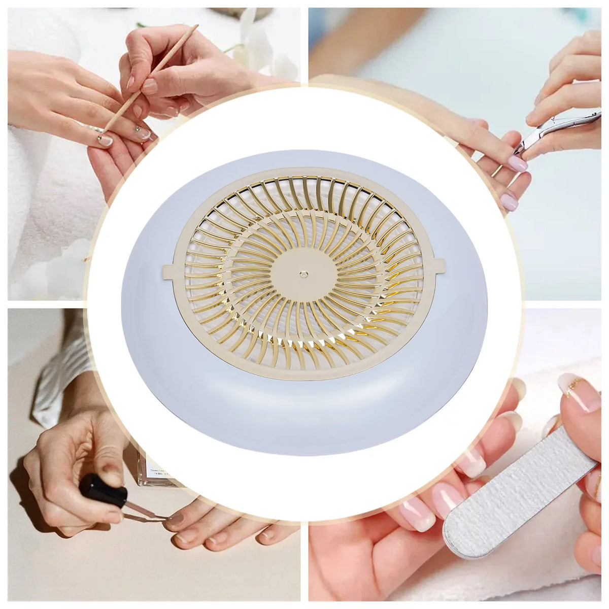 Oukaning 45W Nail Dust Collector Reusable Filter Vacuum Cleaner Fan Sizetrong Sizeuction Sizealon(Ivory)