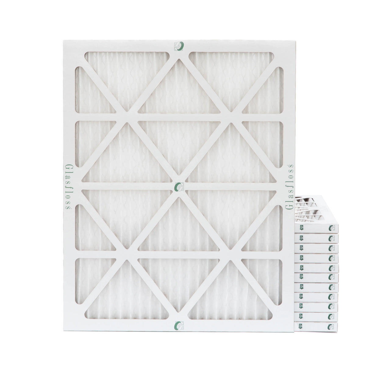 12 Pack of 20x22x1 MERV 10 Pleated Air Filters by Glasfloss. Actual Sizeize: 19-1/2 x 21-7/8 x 7/8