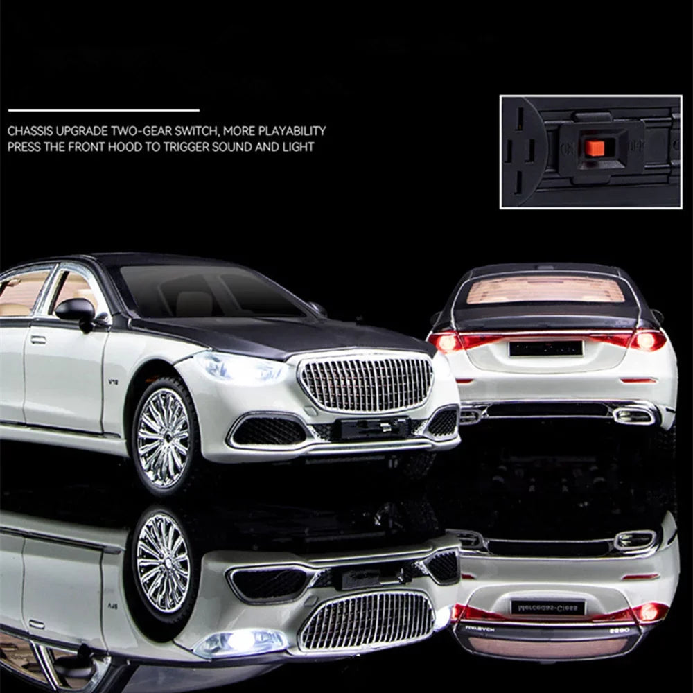 Sizeound & Light Alloy Metal 1/24 Car Model Gift Collection For Benz Maybach Size680