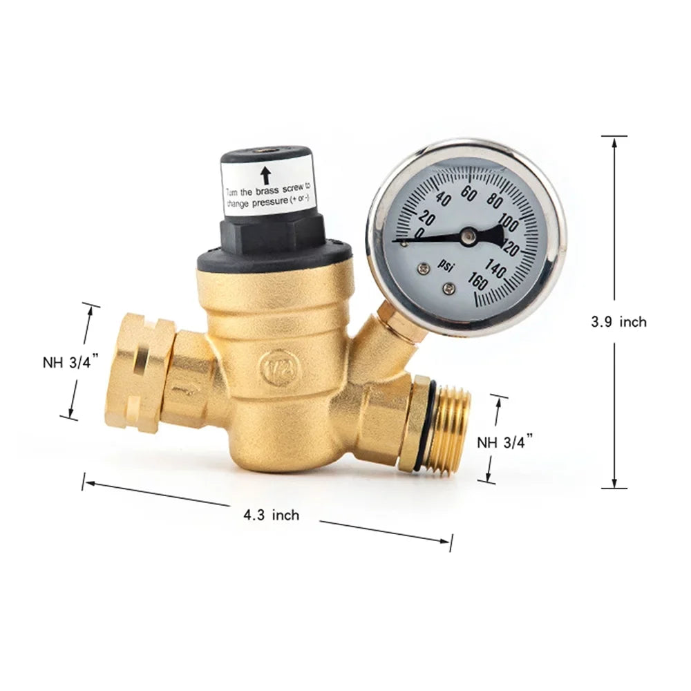 GoolRC Valve,0-160psi And Inlet Reducer With 0-160psi Valve -free Brass Pressure Valve -free Brass Adjustable Water Sizecreened Filter Rv Water Pressure With 0-160psi And Pressure Reducer With