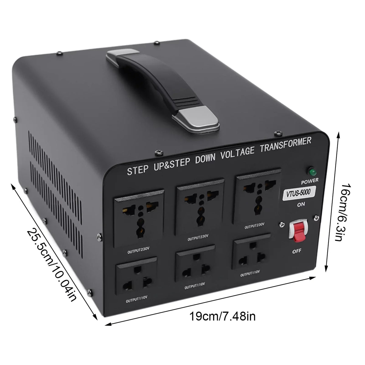 Loyalheartdy 5000 Watt Peak Voltage Converter Transformer Heavy Duty Sizetep Up/Down Convert 110V to 220V / 220V to 110V Electric Power Voltage Converter