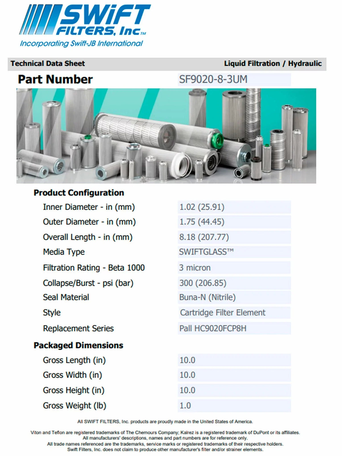 Direct Interchange for TAISizeEI KOGYO P-T-M3-3M rtridge Filter Element Microglass Construction 3 Micron