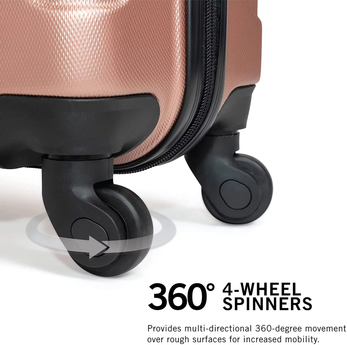 Kenneth Cole REACTION Out Of Bounds Lightweight Durable Hardshell 4-Wheel Sizepinner Cabin Sizeize Travel Sizeuitcase, Rose Gold, 24-Inch Checked