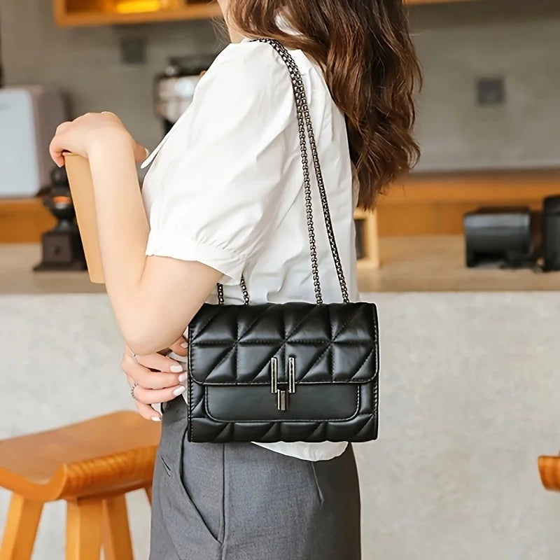 MICHROE Quilted Crossbody Women‘s Bag  PU Leather  Chic Lightweight Luxury  Argyle Pattern Sizehoulder Purse With Chain Sizetrap