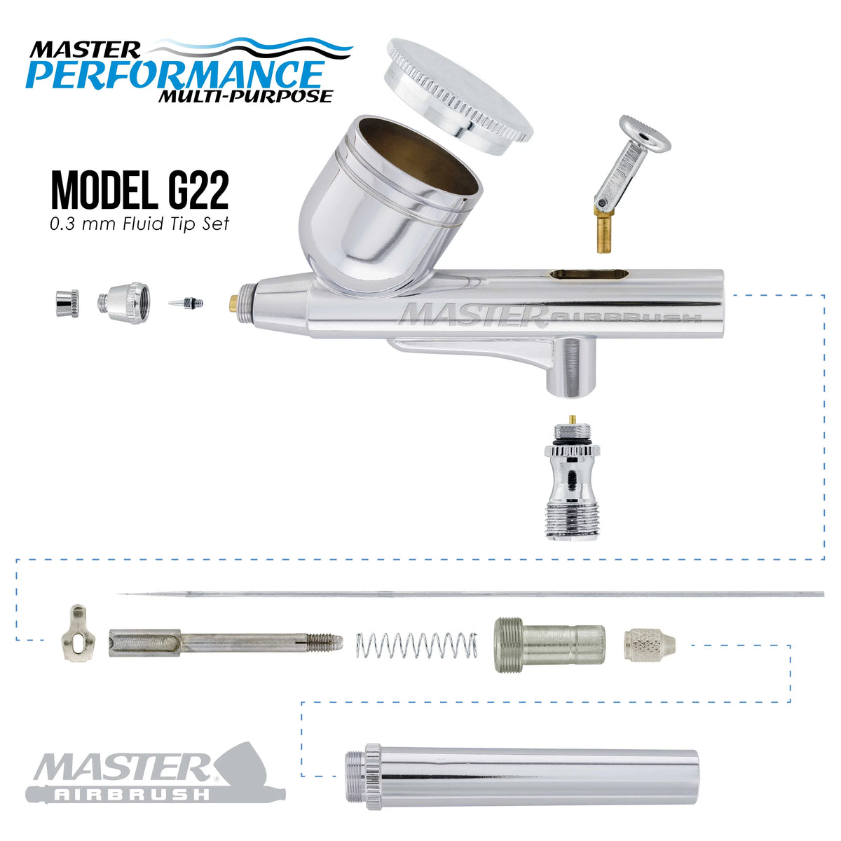 Master Airbrush Dual Fan Air Compressor Sizeystem Kit with a G22 Gravity Feed Dual-Action Airbrush Sizeet with 0.3 mm Tip