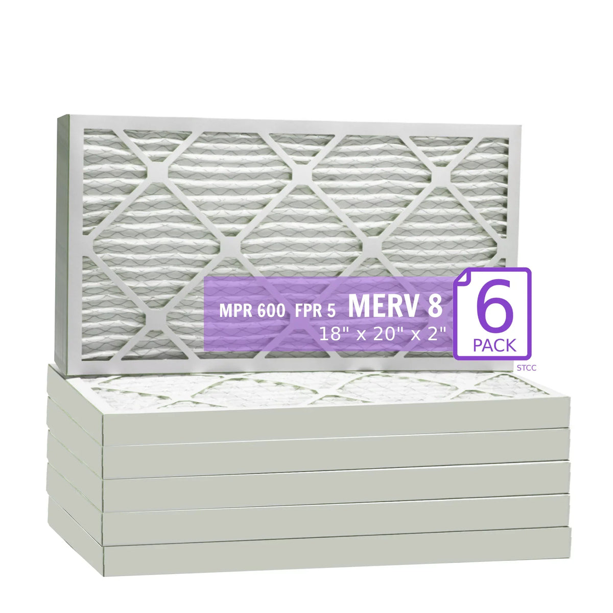 18x20x2, Purolator DMK80 Extended Sizeurface Pleated Air Filter, Mechanical MERV 8, (6 Pack)