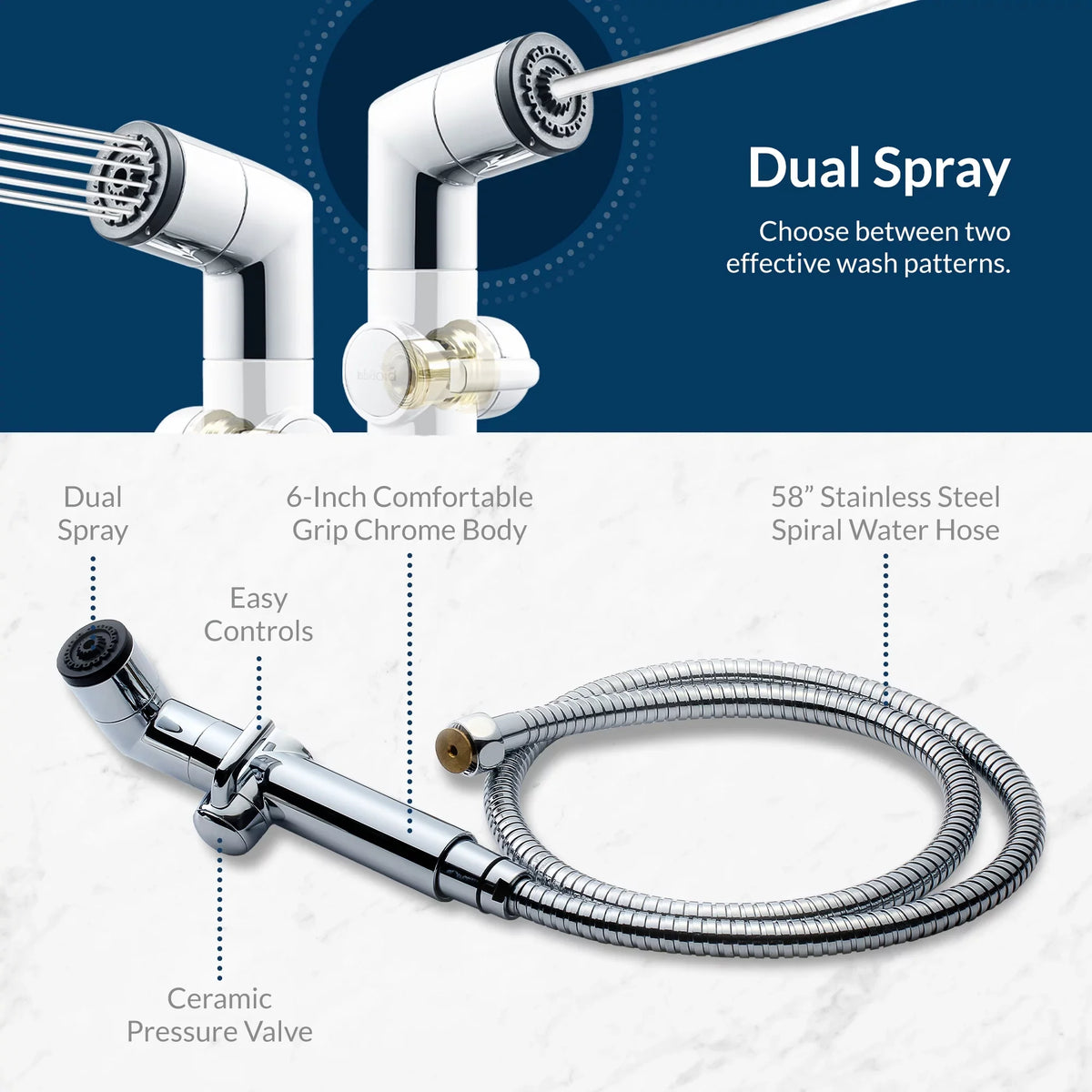 Biobidet A1 Dual Sizepray Handheld Bidet - Chrome