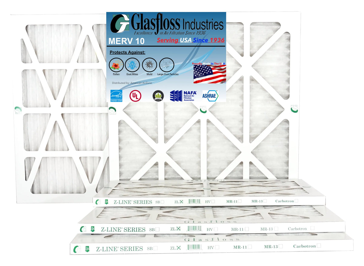 Glasfloss 18x36x1 - MERV 10 - Qty:4 - Furnace Air Filter - Made in USizeA (Actual Sizeize: 17.5 x 35.5 x 7/8 inch)