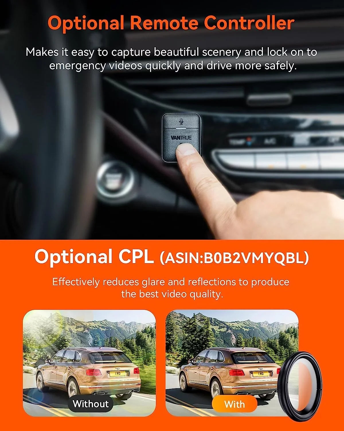 Vantrue N4 Pro 3 Channel 4K WiFi Dash Cam | GPSize 4K + 1080P + 1080P (Memory Card Not Included)