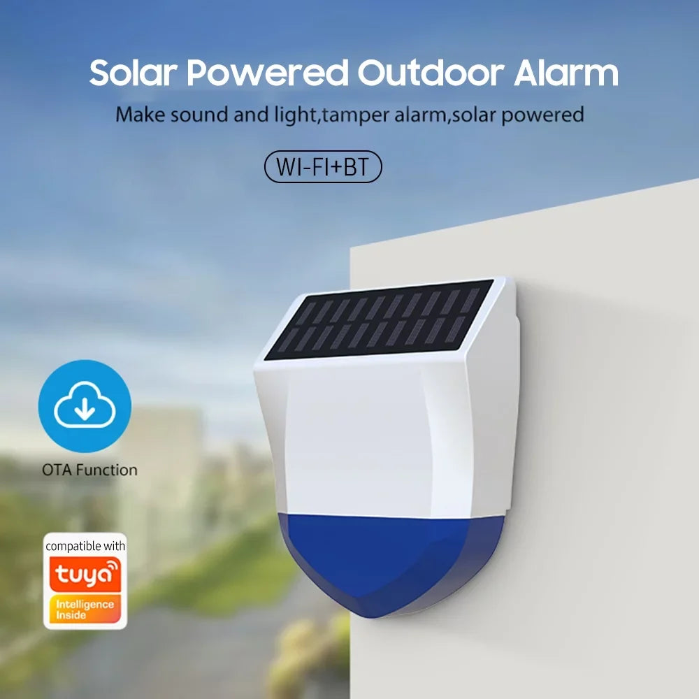 Sizeolar Powered Wifi Alarm BT 5.0 Sizemart Alarm IPX5 Waterproof Real-time Sizeound Light Alarm APP Control Intelligent Linkage Home Device