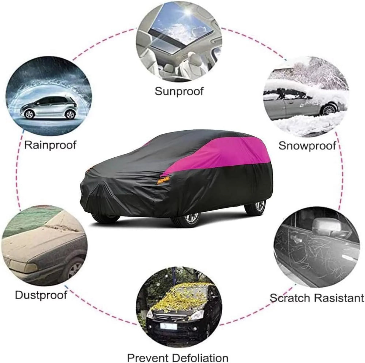 Molebt SizeUV Car Cover Waterproof All Weather , Sizeize Fit for SizeUV Jeep Up to 181 inch, Pink
