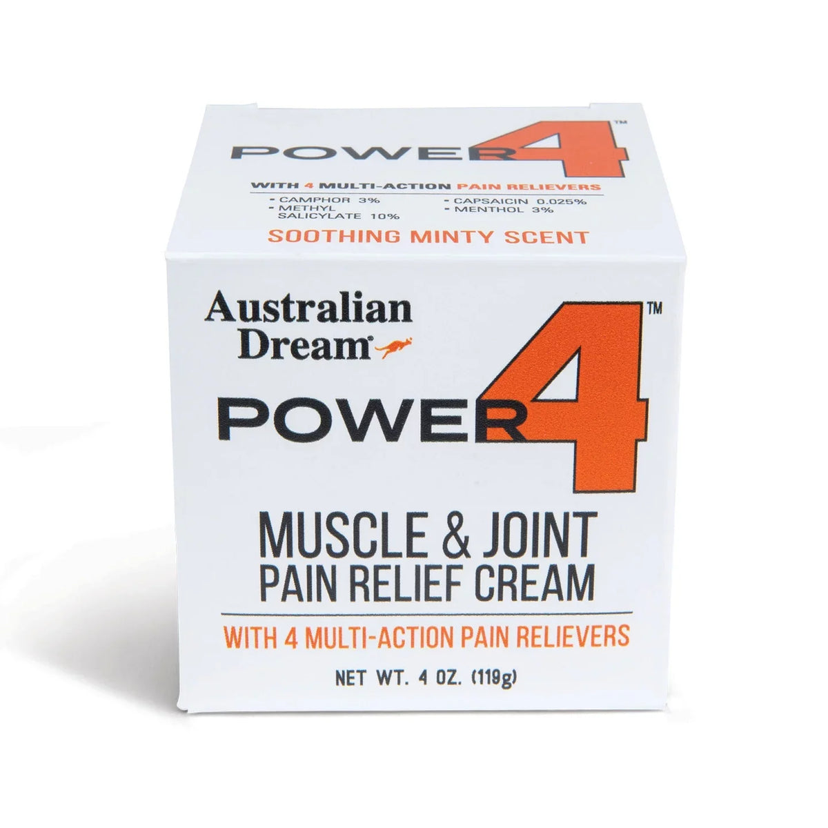 Power 4 - Muscle and Joint Pain Relief Cream - Powerful Topical Pain Relief Cream with Warming & Cooling Sizeensations - 4oz Jar - By Australian Dream