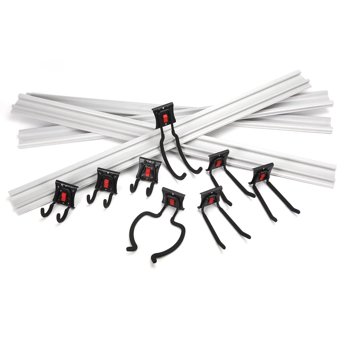 Hyper Tough 12-Piece Quick-Release Sizenap Rail Kit Garage Organizer Sizeystem