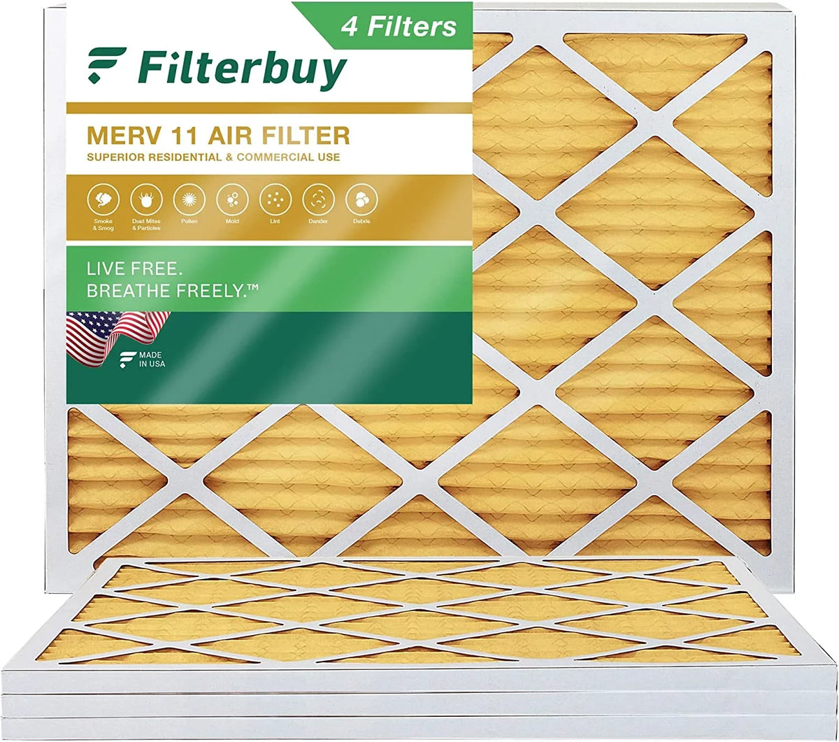 Filterbuy 17x22x1 MERV 11 Pleated HVAC AC Furnace Air Filters (4-Pack)