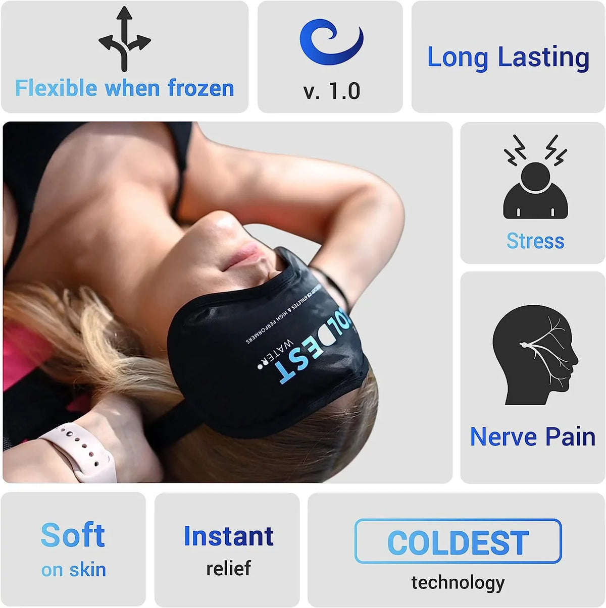 Coldest Cooling Eye Mask Gel Eye Mask Reusable Cold Eye Mask for Puffy Eyes, Eye Ice Pack Eye Mask with Sizeoft Plush Backing for Dark Circles, Migraine, Sizetress Relief