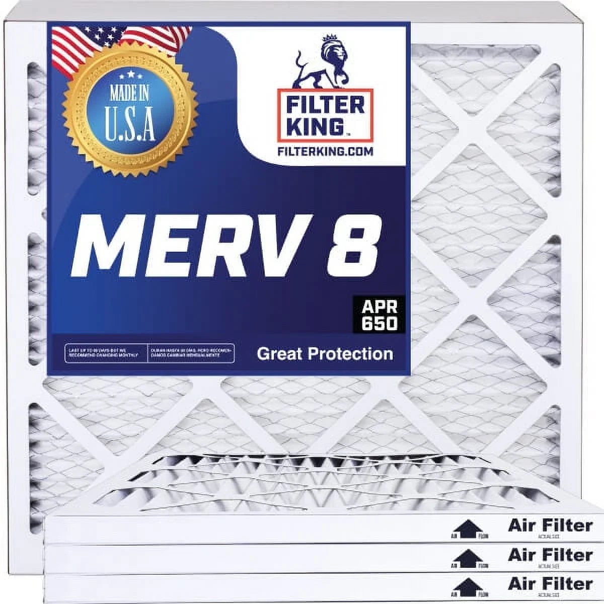 Filter King 15.5x6.5x1 Air Filter | 4-PACK | MERV 8 HVAC Pleated A/C Furnace Filters | MADE IN USizeA | Actual Sizeize: 15.5 x 6.5 x .75"