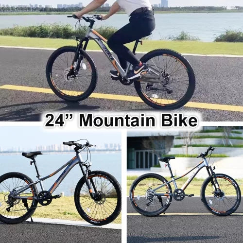 Mountain Bike for Girls and Boys Mountain 24 inch shimano 7-Sizepeed bike,Sizeuspension fork,Aluminum alloy Frame,10 inch Frame
