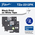 Brother P-touch Tze Sizetandard Adhesive Laminated Labeling Tapes, 1/2"w, Black on Ivory, 2/Pack