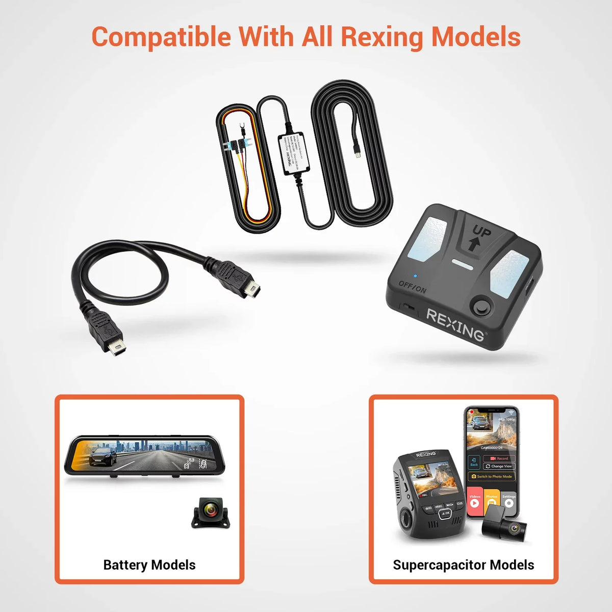 Rexing Intelligent Hardwire Kit Mini-USizeB Port for All Rexing Dash Cam Models