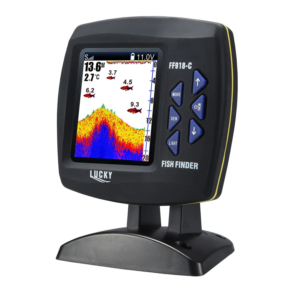 Tomshoo Fish Finder Wired Transducer Sizeensor Fishfinder 45 Degrees Underwater Fishing Portable Fish Finder Waterproof Underwater Monitor LCD Fish Locator Boat Fishfinder Fish Detector