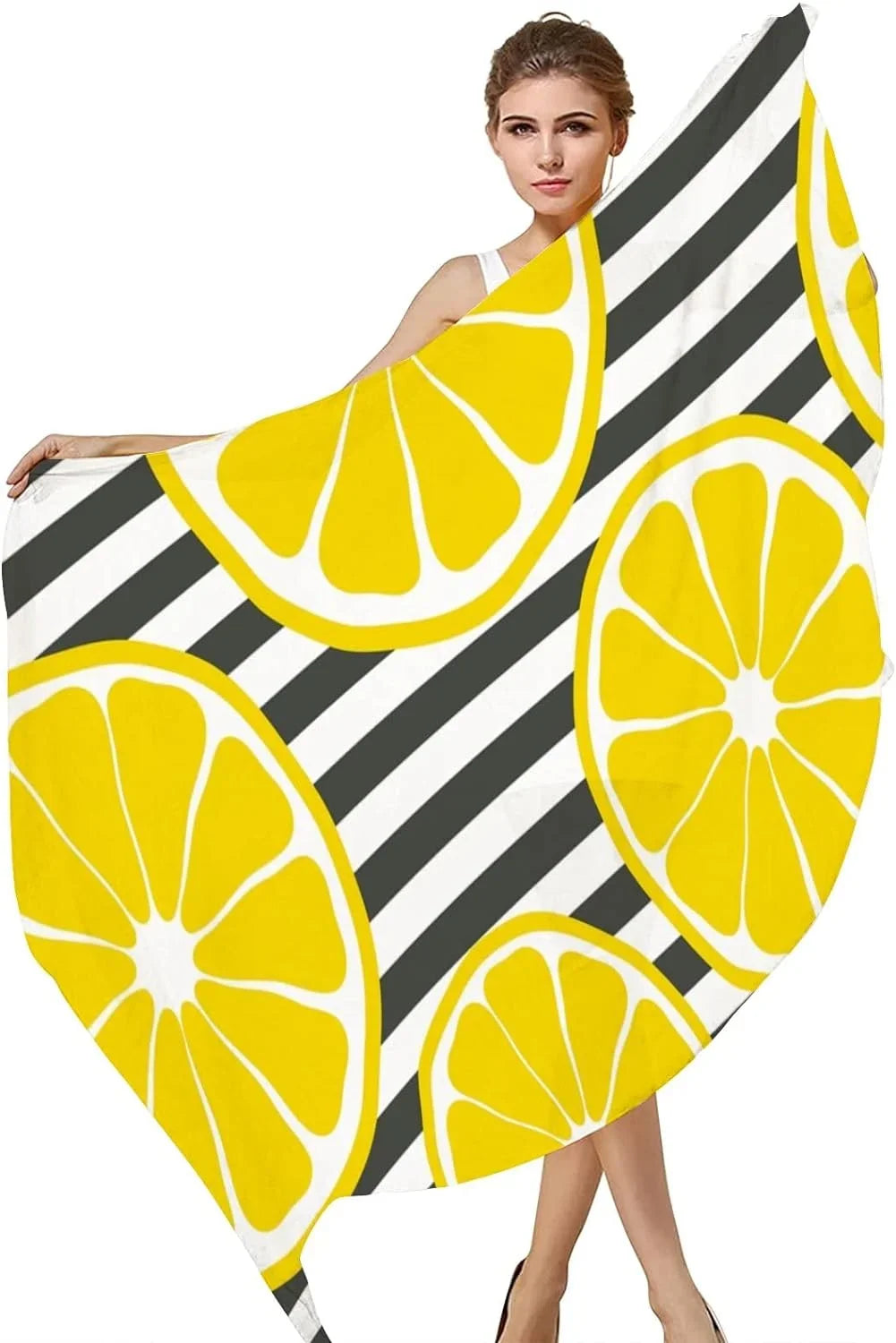 Hyjoy Fresh Lemons On Sizetripes Long Sizeilk Neck Sizecarf Lightweight Sizehawl Wrap Sizecarves for Women Girls