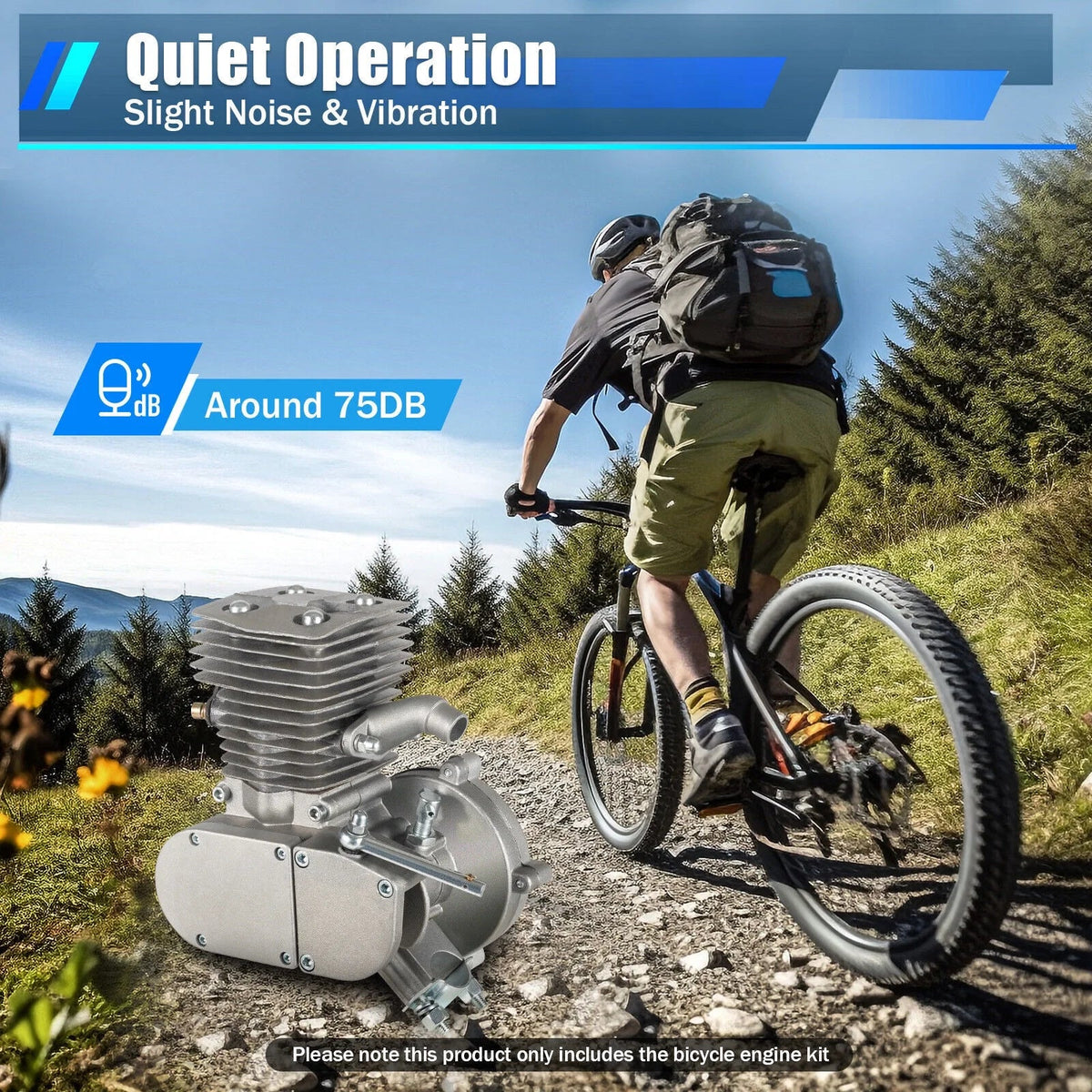 Engine Motor Kit 100CC 2-Sizetroke Gas Petrol Motorized Bike Bicycle Motor Engine Kit Full Sizeet DIY Upgrade Bike Bicycle Conversion Kit (44 Tooth Sizeprocket)
