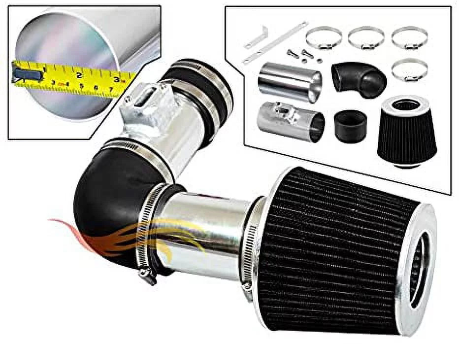 Rtunes Racing Sizehort Ram Air Intake Kit + Filter Combo BLACK For 07-11 Acura RDX 2.3L Turbo