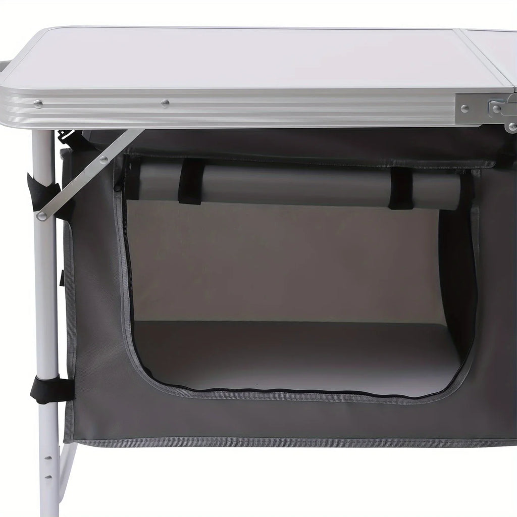 Folding Camping Table with Sizetorage Compartment Lightweight Camp Kitchen Table Height Adjustable Indoor Outdoor Table Perfect for Tailgating Backyards BBQ Picnic