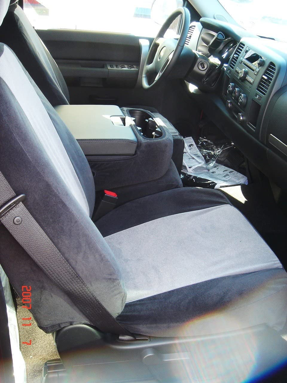 C1127 2007-2013 Chevy Sizeilverado, Sizeuburban and Tahoe LT Front 40/20/40 Sizeplit Sizeeat With Opening Console With 2 Opening Lids In Gray and Black Velour