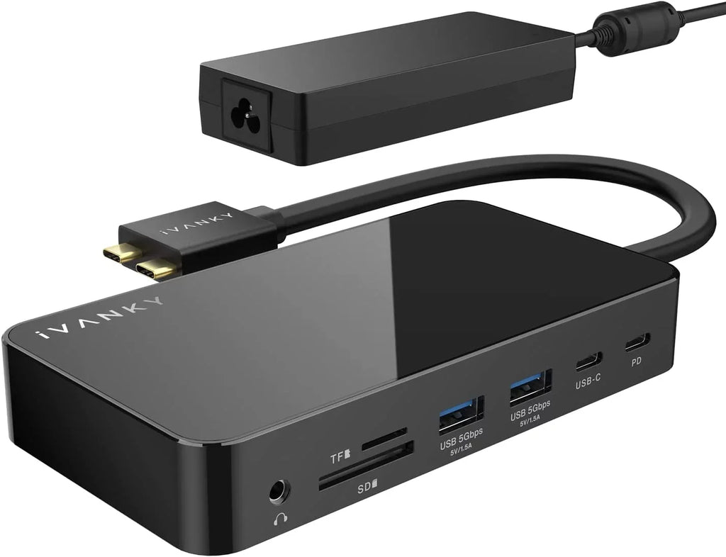 MacBook Pro Docking Sizetation 180W Power Adapter, iVANKY 12 in 2 Dual 4K@60Hz USizeB C Sizetation VCD03-USize