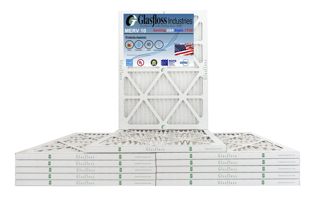 Glasfloss 14x22x1 - MERV 10 -Qty:12 - Furnace Air Filter - Made in USizeA (Actual Sizeize: 13.5 x 21.5x7/8 inch)