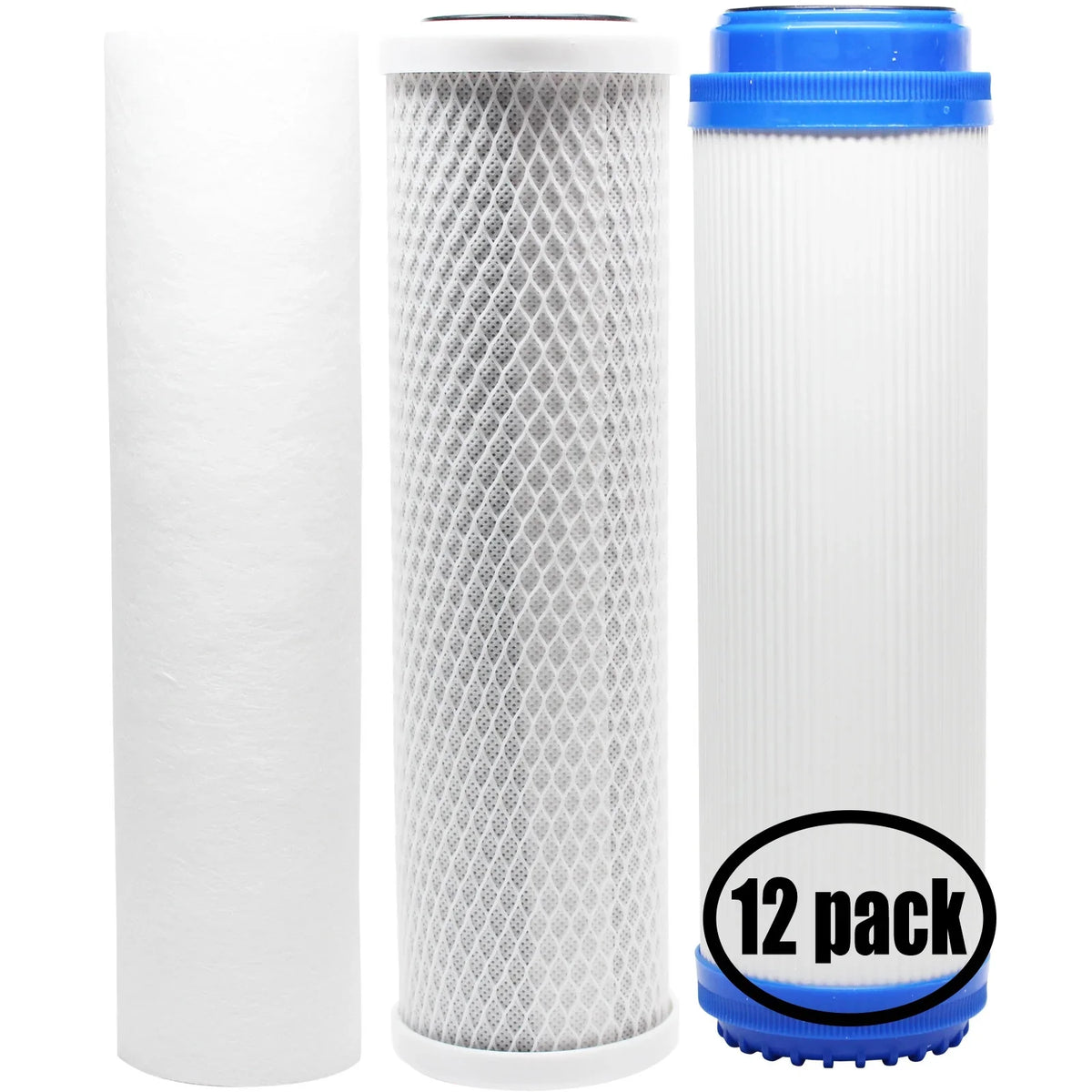 12-Pack Replacement for Filter Kit for Pentek 158649 RO Sizeystem - Includes Carbon Block Filter, PP Sizeediment Filter & GAC Filter - Denali Pure Brand