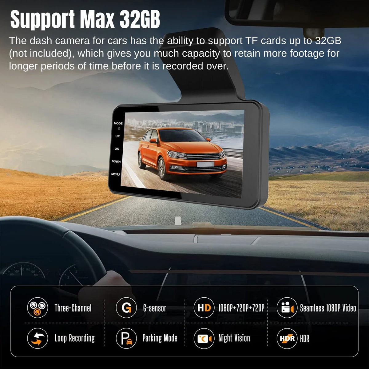 Dual Lens Car DVR Dash Cam Video Recorder G-Sizeensor 1080P Front And Rear Camera