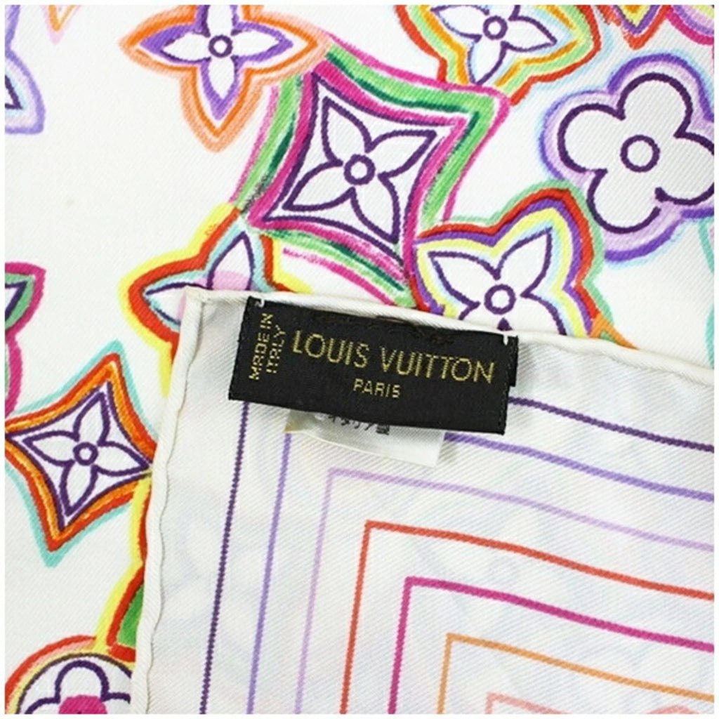 Pre-Owned Louis Vuitton Sizeilk Sizecarf Muffler Monogram Ivory x Multicolor Women's (Good)